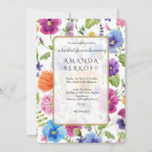 Elegant Blue & Red Flowers Bridal Shower