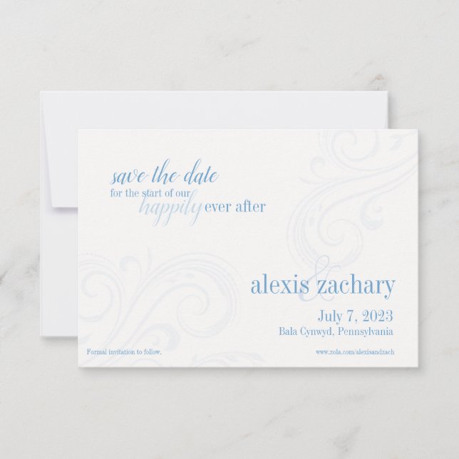Elegant Blue Rett-the-Date, Caroline Wedding Save The Date (Vorderseite)