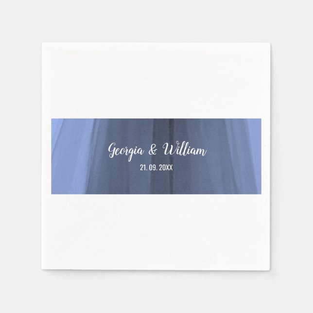 Elegant Blue Romantic Wedding Paper Napkin Serviette (Vorderseite)