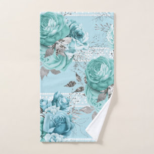 Elegant Blue Rose Lace Handtuch