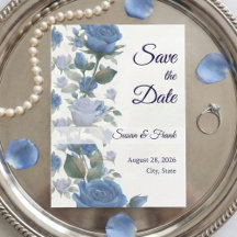 Elegant Blue Rose Watercolor Floral Vine