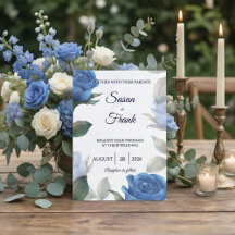 Elegant Blue Rose Watercolor Floral Wedding