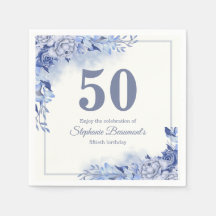Elegant Blue Roses Floral Women's 50th Birthday 