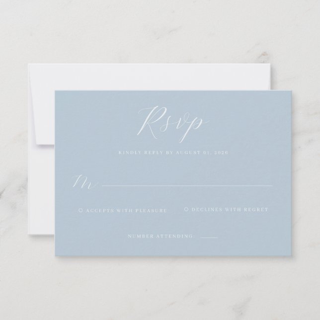 Elegant Blue RSVP Card Karte (Vorderseite)