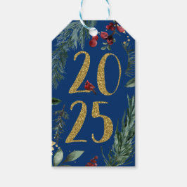 Elegant Blue Rustic 2025 New Years Holiday Card Geschenkanhänger