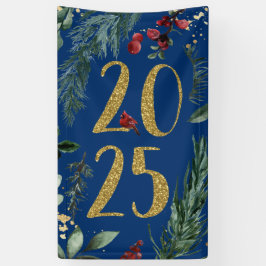 Elegant Blue Rustic 2025 Silvester Party Banner
