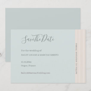 Elegant Blue Sage Holz Grain Save the Date Hochzei Einladung