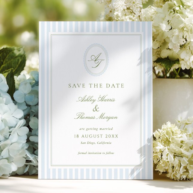 Elegant Blue & Sage Wedding  Save The Date (Von Creator hochgeladen)