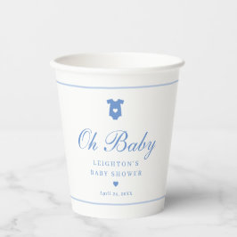 Elegant Blue Script Baby Shower Pappbecher