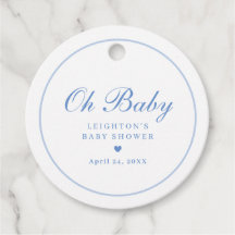Elegant Blue Script Boys Oh Baby Shower