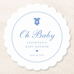 Elegant Blue Script Boys Oh Baby Shower Untersetzer
