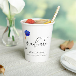 Elegant Blue Script Graduate Pappbecher