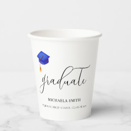 Elegant Blue Script Graduate Pappbecher