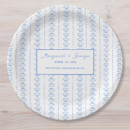 Elegant Blue Seashell Nautical Coastal Wedding Pappteller