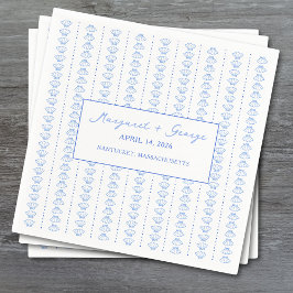 Elegant Blue Seashell Nautical Coastal Wedding Serviette