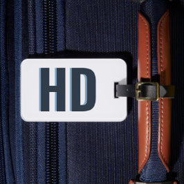 Elegant Blue Shadow Monogram Vintag Beach Trip Gepäckanhänger