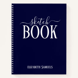 Elegant Blue Sketch Book with name gift for her Notizbuch