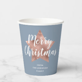 Elegant Blue Star Frohe Weihnachten Pappbecher