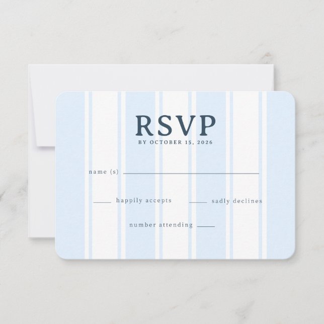 Elegant Blue Stripes RSVP Karte (Vorderseite)