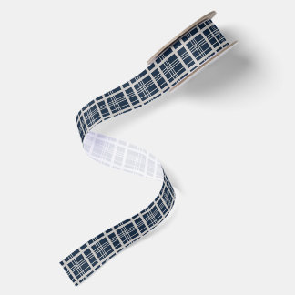 Elegant Blue Subtle Minimalist Plaid Pattern Satinband