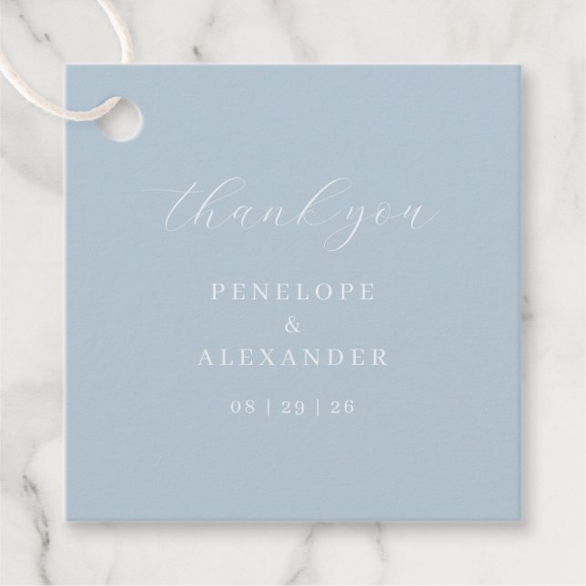 Elegant Blue Thank You Card Geschenkanhänger (Vorderseite)