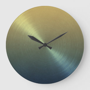 Elegant Blue to Gold Ombre Gradient Große Wanduhr