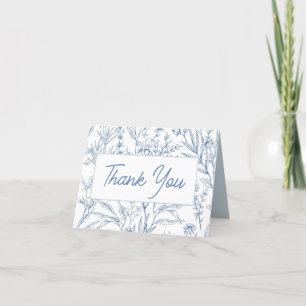 Elegant Blue Toile Bloral Blank Danke Karte