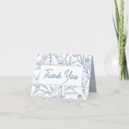Elegant Blue Toile Bloral Blank Danke Karte