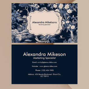Elegant Blue Toile De Jouy Visitenkarte