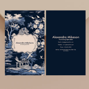 Elegant Blue Toile De Jouy Visitenkarte
