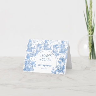 Elegant Blue Toile Safari Baby Shower Dankeskarte