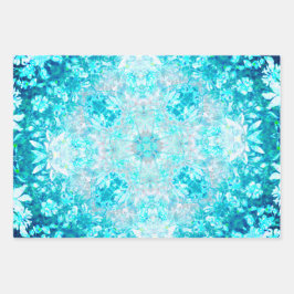 Elegant Blue Turquoise Sky Crystal Mandala Geschenkpapier Set