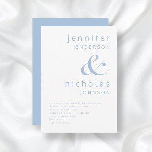 Elegant Blue Typografy Wedding Einladung