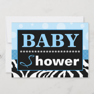 Elegant Blue und Zebra Baby Dusche Einladung