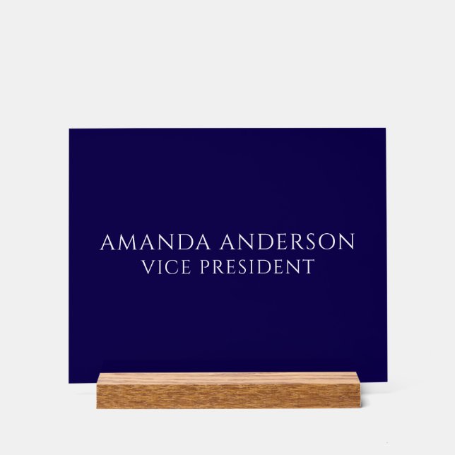 Elegant Blue Vice President Title Name Plate Acrylschild (Vorderseite)