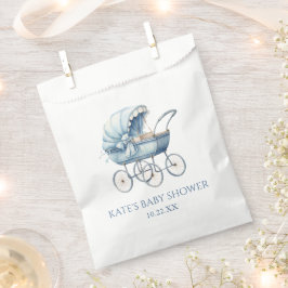 Elegant Blue Vintag Baby Carriage Baby Shower Geschenktütchen