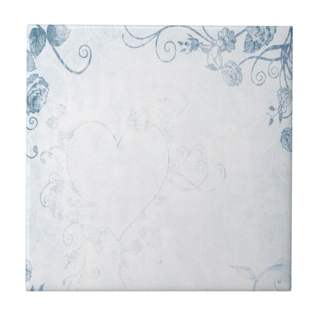 Elegant Blue Vintag Fliese (Vorderseite)