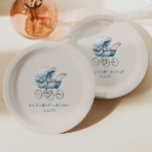 Elegant Blue Vintage Baby Carriage Baby Shower Pappteller<br><div class="desc">This is a Elegant Blue Vintage Baby Carriage Baby Shower Paper Plates!</div>