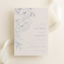 Elegant Blue Vintage Floral Wedding Einladung