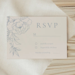 Elegant Blue Vintage Floral Wedding RSVP Karte