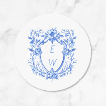 Elegant Blue Wappen Monogram Wedding
