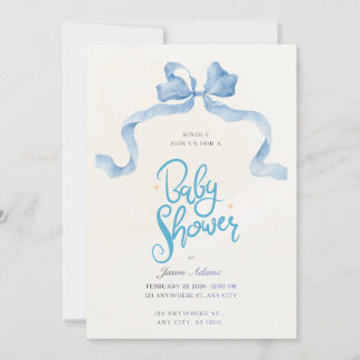 Elegant Blue Watercolor Baby Shower Invitation Einladung