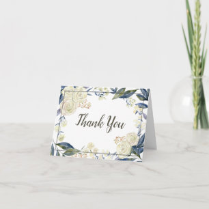 Elegant Blue Watercolor Blume Wedding Vielen Dank Dankeskarte