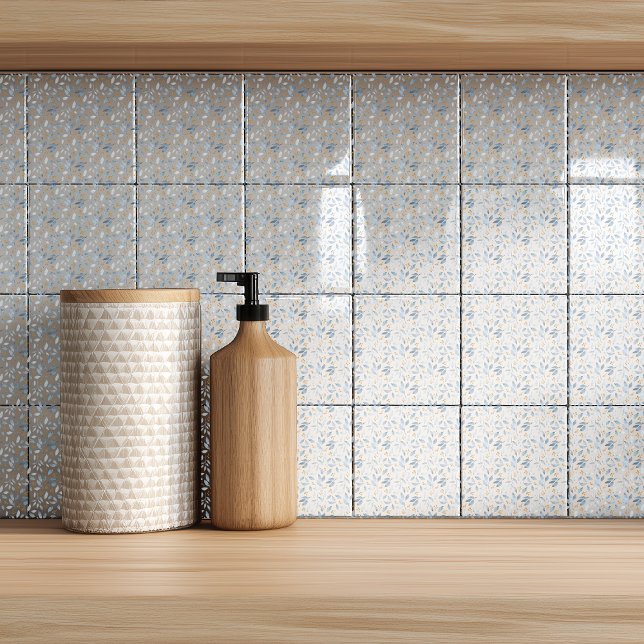 Elegant Blue Watercolor Botanical Pattern Fliese (Von Creator hochgeladen)