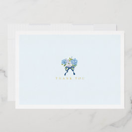 Elegant Blue Watercolor Floral Gold Foil Note Card Folien Feiertagskarte
