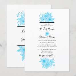 Elegant Blue Watercolor Floral Wedding Einladungen