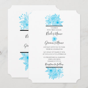 Elegant Blue Watercolor Floral Wedding Einladungen