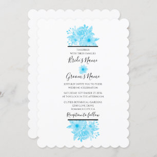 Elegant Blue Watercolor Floral Wedding Einladungen