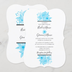 Elegant Blue Watercolor Floral Wedding Einladungen