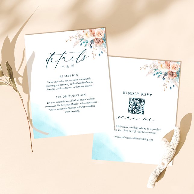 Elegant Blue Watercolor Wedding RSVP Begleitkarte (Von Creator hochgeladen)